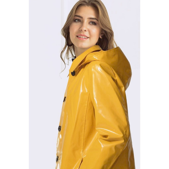 NWT JANE POST YELLOW ICONIC PRINCESS RAIN SLICKER COAT RAINCOAT JACKET SZ M - Picture 5 of 8